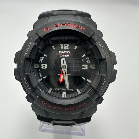 Casio G-Shock Watch Men Black Red Analog Digital 5158 G-100 New Battery - Picture 1 of 12